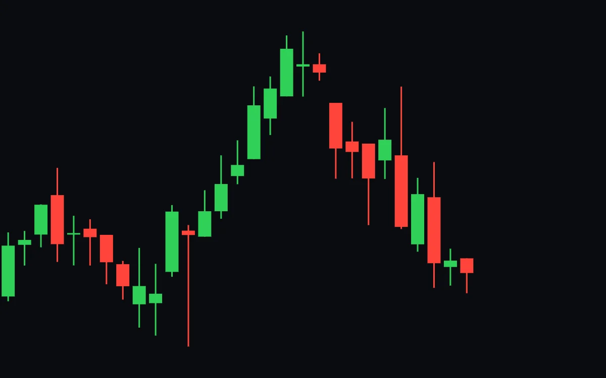 A daily chart that rises for weeks, prints a doji at the top and then falls for more than a week