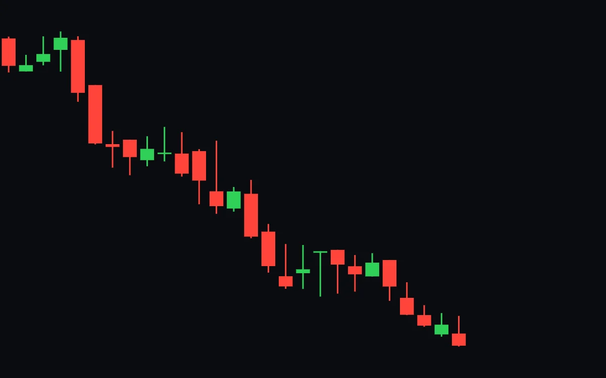 The same falling chart a week later: the dragonfly doji sits in the middle and the price keeps falling below it